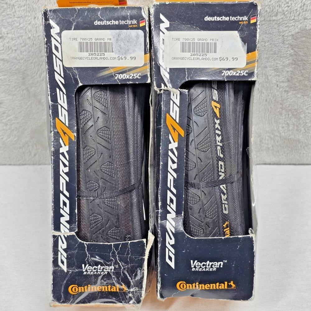 Continental Grand Prix 4 Season Black 700x25c Folding Bicycle Tire New Pair